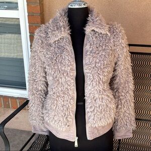 BCBGeneration Pinkish Taupe Faux-Sherpa Zip Jacket Size XS Like New